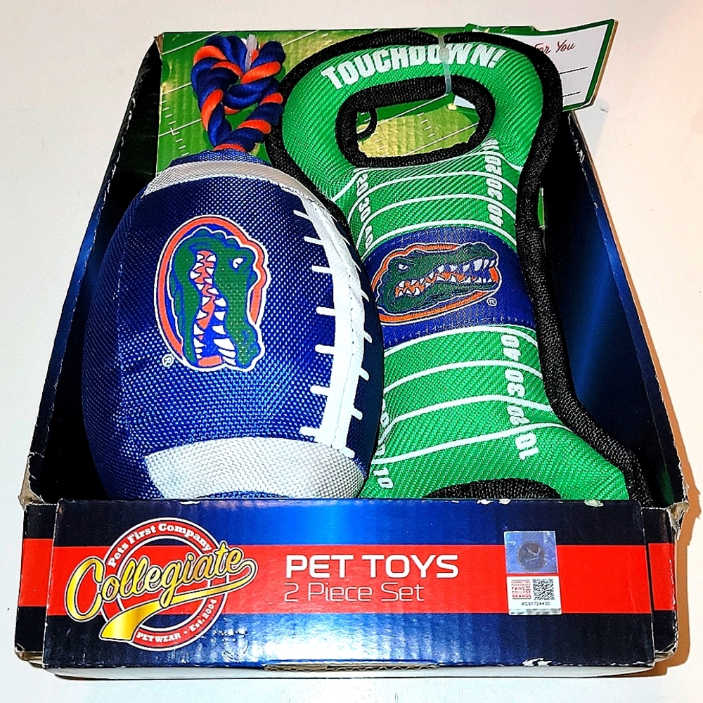 FLORIDA GATORS PET TOYS 2 PIECE SET